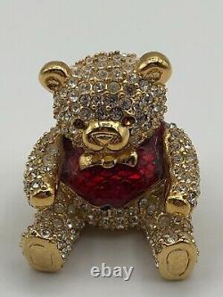 Estee Lauder Compact de Parfum Solide Vide avec Strass en Cristal Ours en Peluche Doré 1998