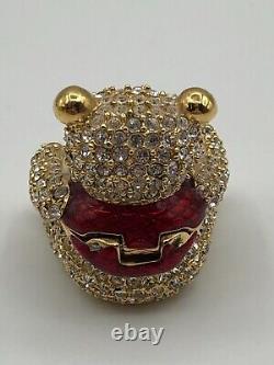 Estee Lauder Compact de Parfum Solide Vide avec Strass en Cristal Ours en Peluche Doré 1998