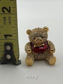 Estee Lauder Compact de Parfum Solide Vide avec Strass en Cristal Ours en Peluche Doré 1998