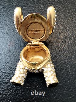 Estee Lauder Compact de Parfum Solide Vide avec Strass en Cristal Ours en Peluche Doré 1998