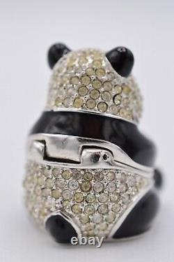Estee Lauder -  Compact vide de parfum solide avec un panda en cristal et strass - RARE