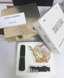Estee Lauder Jeweled Chimp De Charme Monkey Solide Parfum Compact Box Necklace