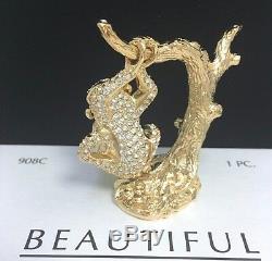 Estee Lauder Jeweled Chimp De Charme Monkey Solide Parfum Compact Box Necklace