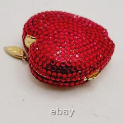 Estee Lauder LADY APPLE Poudrier Compact Collectible en or avec cristaux Swarovski rouges