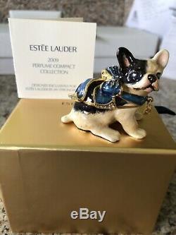 Estee Lauder Pleasures 2009 Blue Ribbon Bulldog Parfum Compact Jay Strongwater