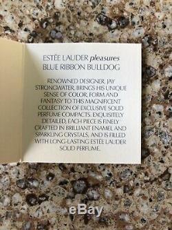 Estee Lauder Pleasures 2009 Blue Ribbon Bulldog Parfum Compact Jay Strongwater