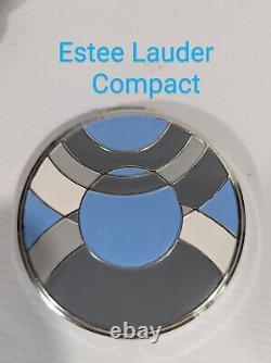 Estee Lauder Poudre Compacte Transparente Grand Modèle avec un Design Émaillé Abstrait Géométrique NBU