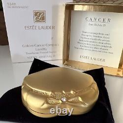 Estee Lauder Poudrier Compact en Poudre Dorée pour le Cancer, Neuf dans sa boîte avec de la Poudre