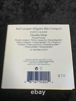 Estee Lauder Red Lacquer Alligator Slim Compact 01 Translucent Nib Limited Ed