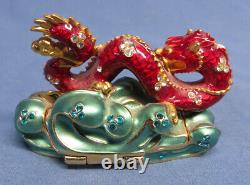 Estee Lauder Red Lucky Asian Dragon Solid Perfume Compact Exc. Pas De Pierres Manquantes