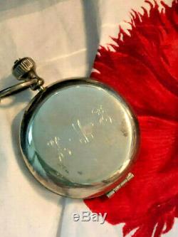 Estee Poudre De Porcelaine D'argent Lauder Mini-compacte Sur La Chaîne Montre De Poche Antique