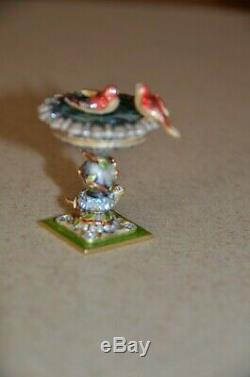 Jay Strongwater Estee Lauder Compacte Precious Bird Figurine Birdbath - Boîte En Émail
