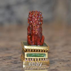 Jay Strongwater Estee Lauder Figurine compacte en cristal de Chinoiserie asiatique Foo Dog