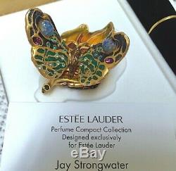 Jay Strongwater Pour Estee Lauder Papillon Massif Solide Compact Dans Des Boîtes Orig