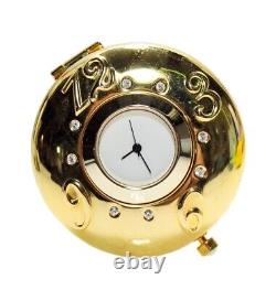 Montre de poche en or ton rhinestone rond compact de poudre ESTEE LAUDER RARE Nouveau