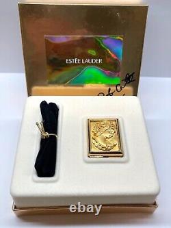 NIB COMPLET 2000 Estee Lauder Youth Dew Gold Cameo Compact de Parfum Solide Signé