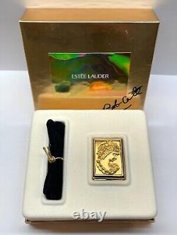 NIB COMPLET 2000 Estee Lauder Youth Dew Gold Cameo Compact de Parfum Solide Signé