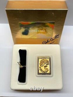 NIB COMPLET 2000 Estee Lauder Youth Dew Gold Cameo Compact de Parfum Solide Signé