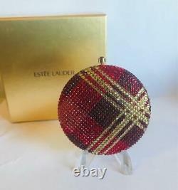 Nib 2006 Estee Lauder Crystal Red Jeweled Tartan Lucidity Powder Compact