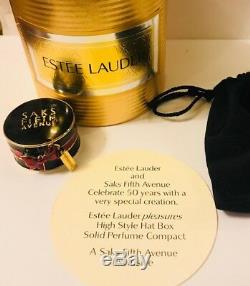 Nib Complet / Non Utilisé 1998 Estee Lauder Boîte À Chapeau De Style Élevé Pleasures Parfum Solide