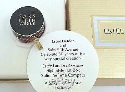 Nib Estee Lauder Saks Fifth Avenue Hat Box Parfum Solide Compact Rare Vtg