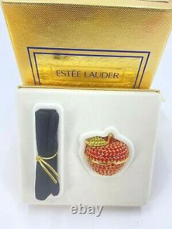 Nouveau Htf Estee Lauder White Lin Red Apple Compact Pour Le Parfum Massif 1996