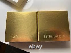 Paire De Nouveaux En Boîte Estee Lauder Golden Compact Lucidity Aquarius & Leo Gold