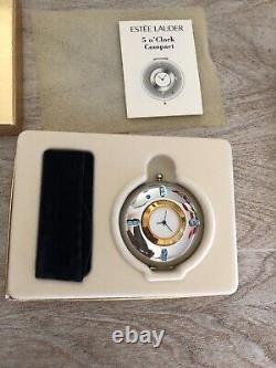 Poudre de lucidité compacte Estee Lauder 5 heures avec cristaux et horloge inutilisée