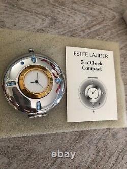Poudre de lucidité compacte Estee Lauder 5 heures avec cristaux et horloge inutilisée