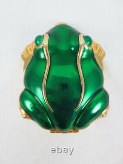 Rare Estee Lauder Green Enamel Leap Frog Compact Box Lucidity Poudre Pressée