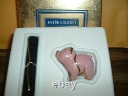 Super Rare! Estee Lauder Solid Perfume Compact Standing Pig Les Deux Boîtes