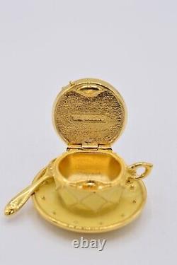 Tasse à thé Estee Lauder Compacte de Parfum Solide VIDE Prototype en Or 1998.