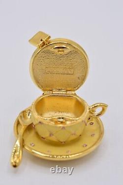 Tasse de thé vide compact solide de parfum Estee Lauder avec des cristaux de strass et de couleur rose 1998