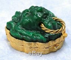Très Rare Estee Lauder Dynasty Green Lion 1973 Parfum Solide Compact