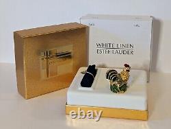 Vintage 2001 Estee Lauder White Linen Rooster Compact pour Parfum Solide