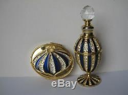 Vintage Bouteille De Parfum Scintillant, Poudre Bleue Cristalline Compacte Estee Lauder
