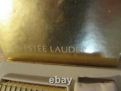 Vintage Estee Lauder Compact Poudre Pressée Enveloppe Dorée Avec Boîte Et Sac D'origine