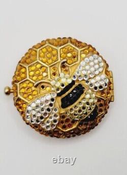 Vintage Estee Lauder Compact Powder Mirror Cristaux Bumble Bee Glitter Bug